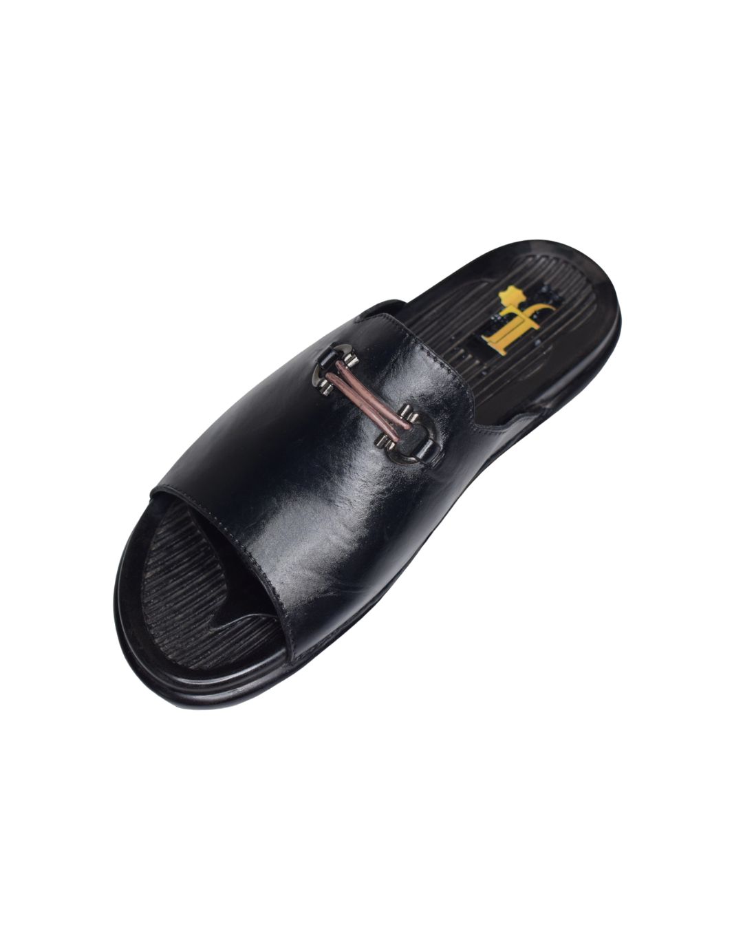 Black Premium Leather Slip-On Sandals - Image 2