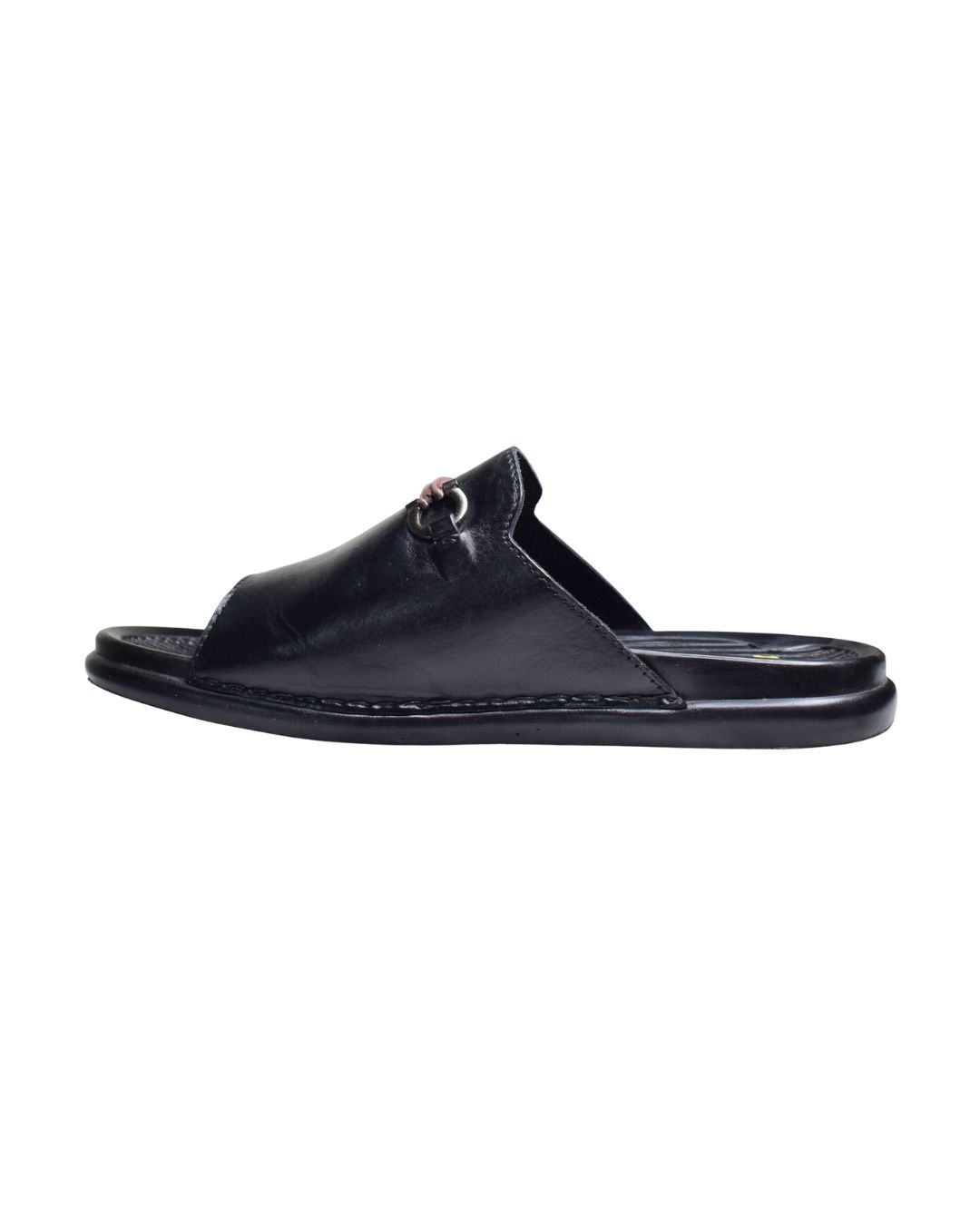 Black Premium Leather Slip-On Sandals - Image 4